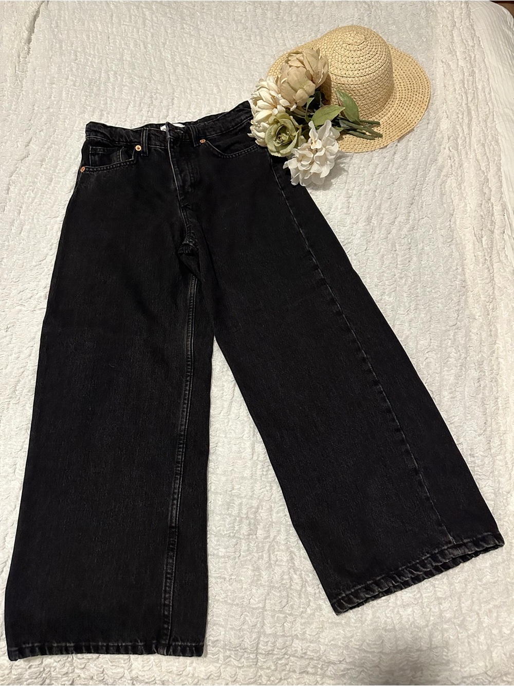 Zara Black Wide-Leg High-Rise Jeans